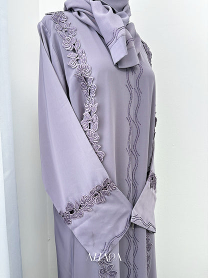 (D075) Sahara Abaya - Purple Beads