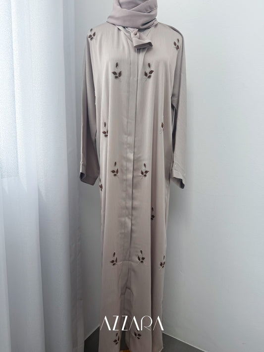 Sahara Abaya (D049) - Beige Flower Handworks Abaya