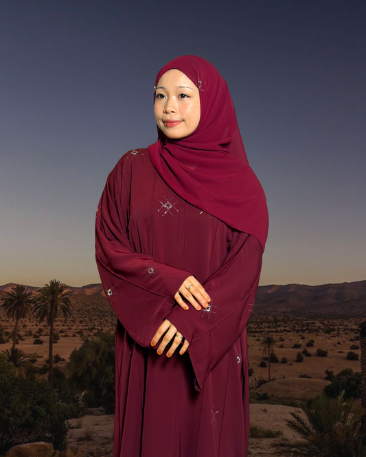 (L026) - Nara Diamond in Dark Burgundy (Swarovski)