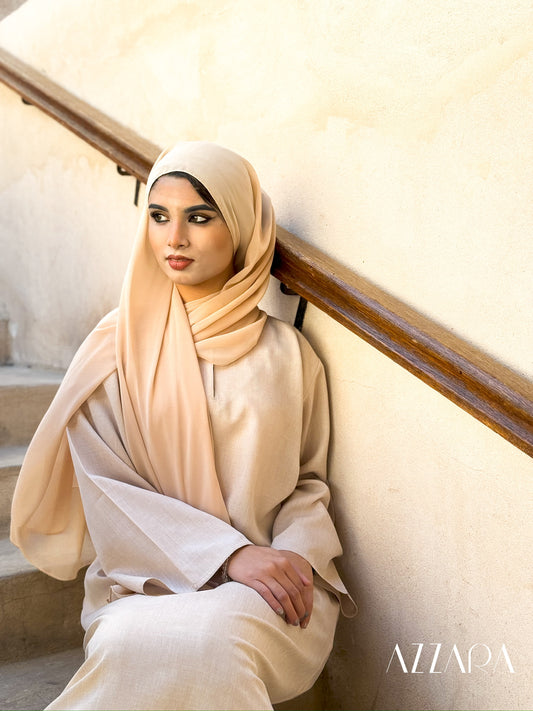 Modest Essential (F010) - Almond Linen Abaya