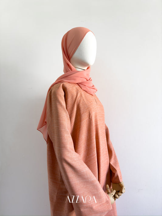 Modest Essential (F007) - Orange Peach Linen Abaya