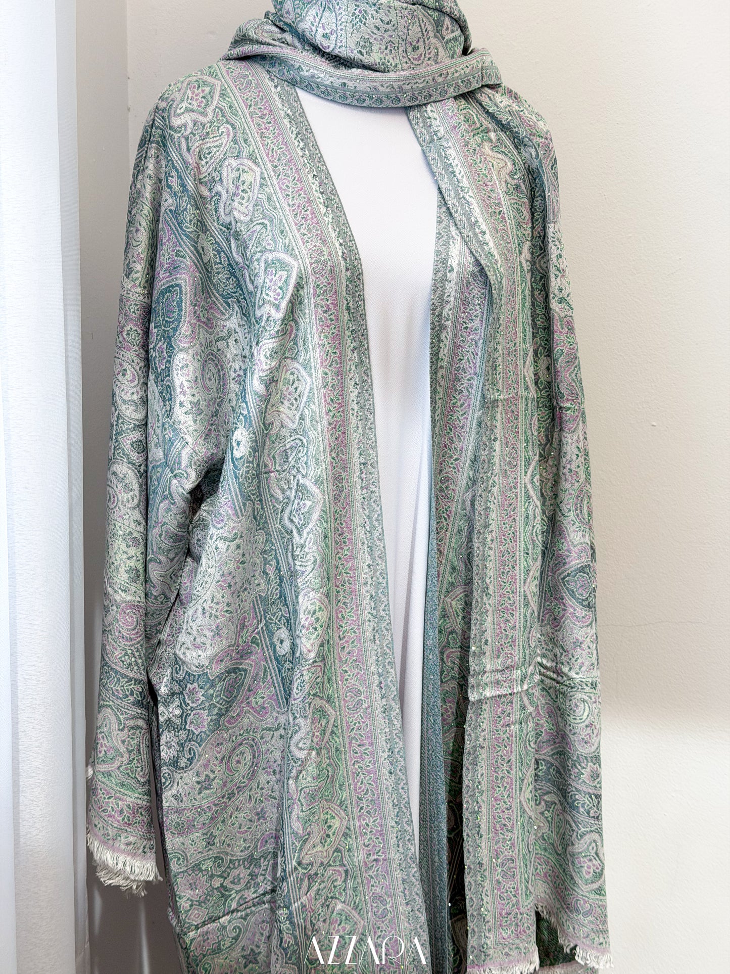 (P005) Pashmina Abaya - Pink Turquoise