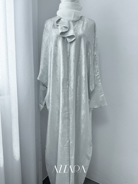 Sahara Abaya (D044) - Pure White Shimmer Batwing
