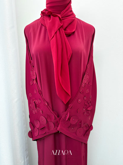 (D084) Sahara Abaya - Circle 3D in maroon