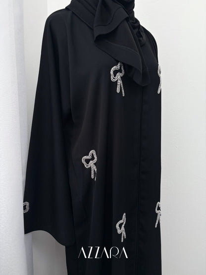 Sahara Abaya (D066) - Black Coquette Abaya