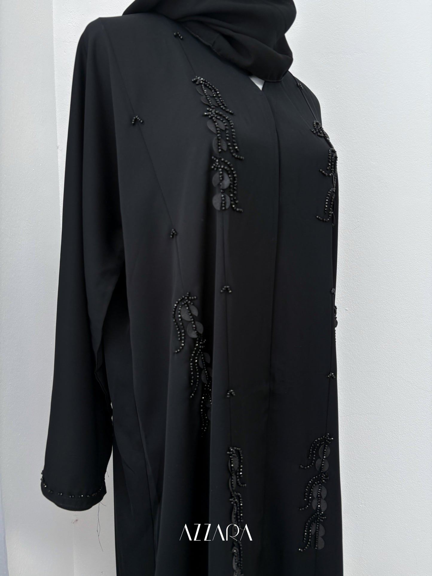 (D081) Sahara Abaya - Black Handworks