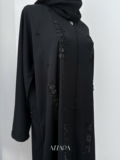 (D081) Sahara Abaya - Black Handworks