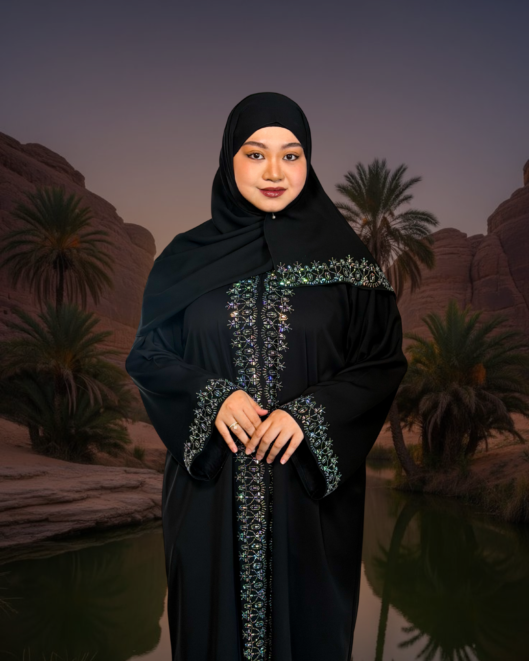 (L032) - Diamond Muses in Black Rhinestones