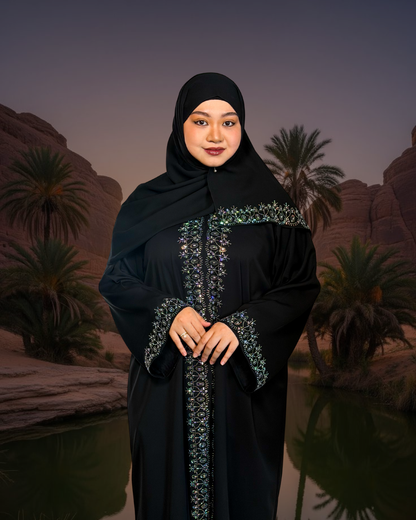 (L032) - Diamond Muses in Black Rhinestones