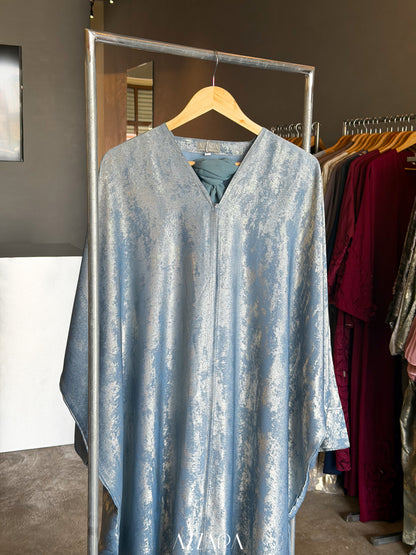 (D093) Sahara Abaya - Aqua Blue Shimmer Batwing