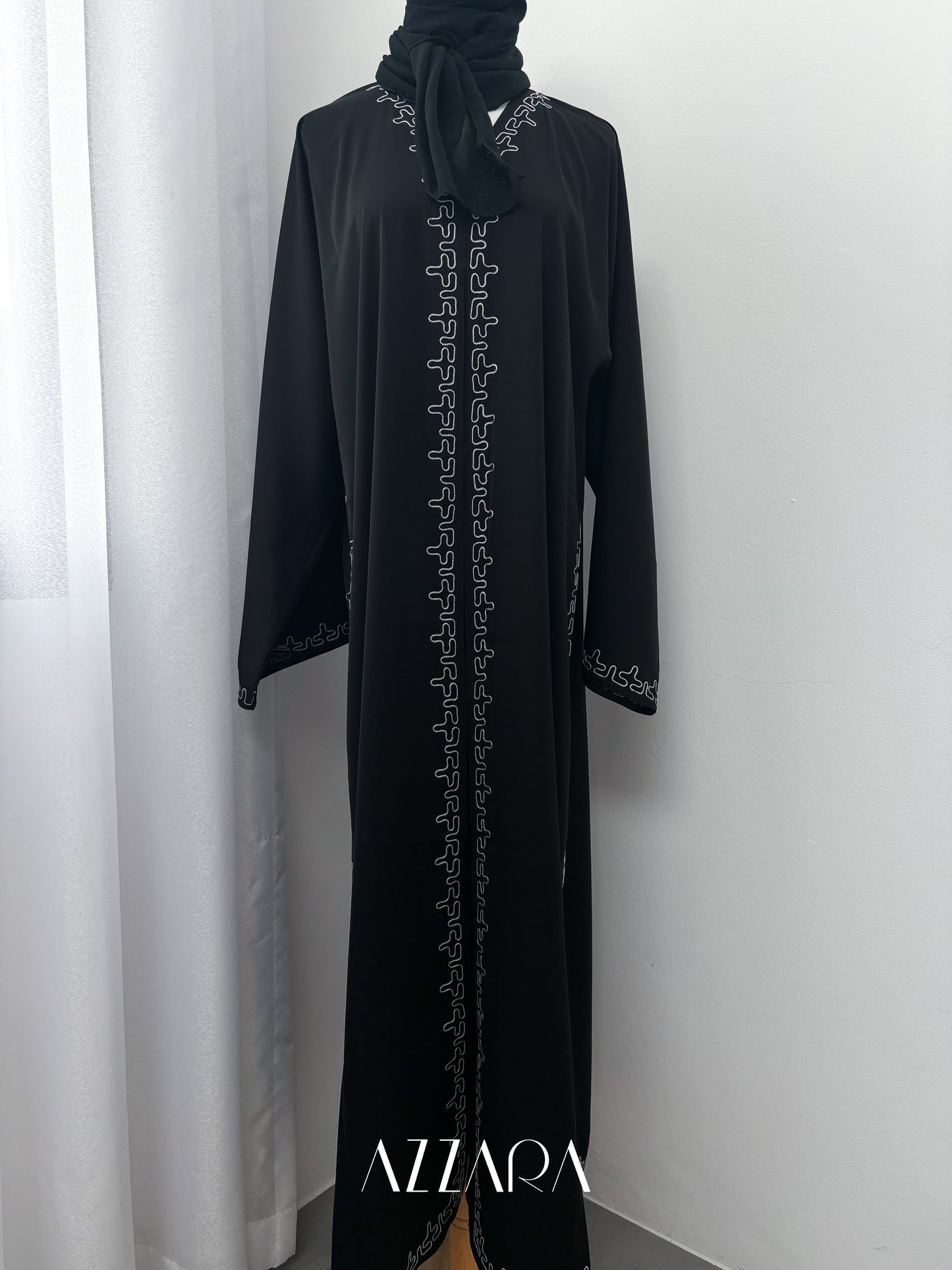 Sahara Abaya (D067) - Black Embroid Abaya