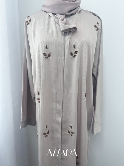 Sahara Abaya (D049) - Beige Flower Handworks Abaya