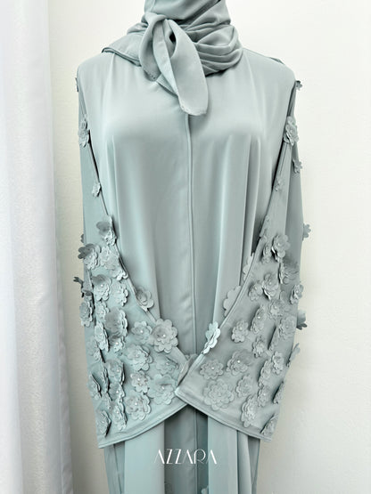 Sahara Abaya (D082) - Floral 3D in Blue