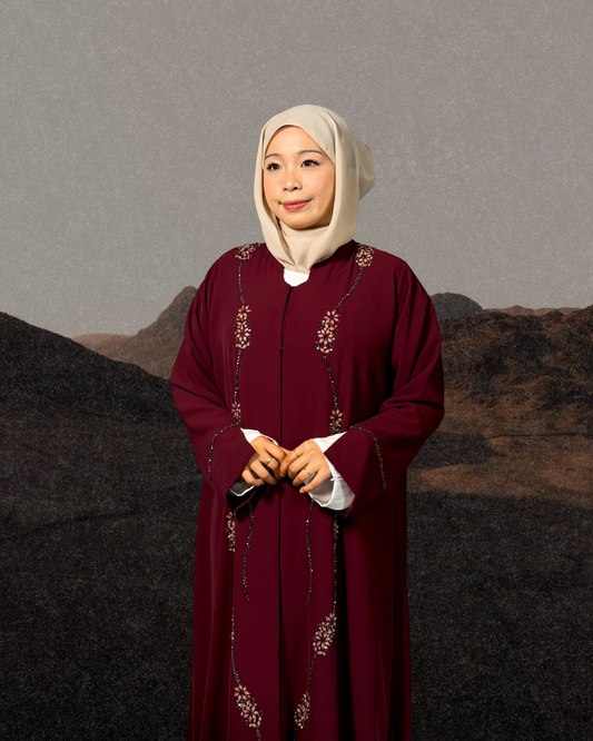 (P001) - Abaya Luxé Custom Made (Maroon)