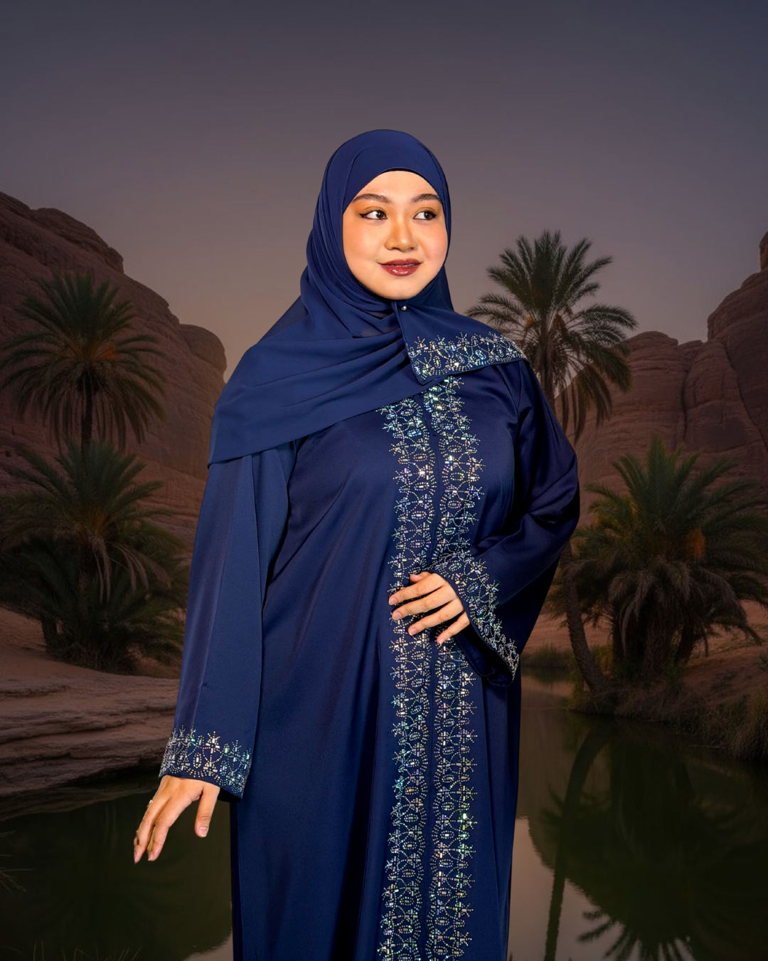 (L033) - Diamond Muses in Deep Navy Rhinestones