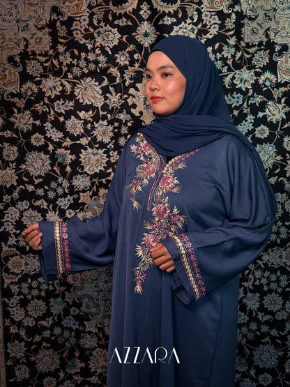 (N002) Luna Raudha - Sapphire Blue Embroidery + Crystal Stone