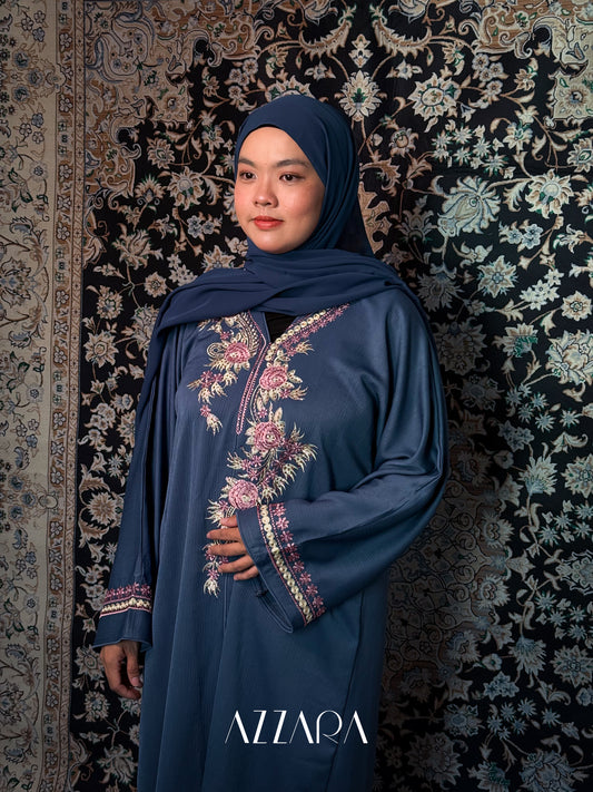 (N002) Luna Raudha - Sapphire Blue Embroidery + Crystal Stone