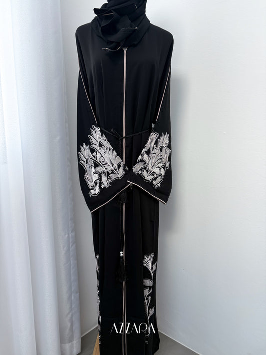 Sahara Abaya (D076) - Light Beige Embroid