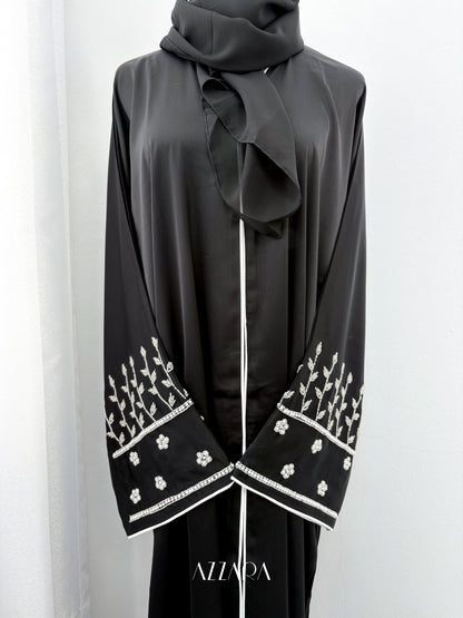 (D068) Sahara Abaya - Handworks Abaya (Black)