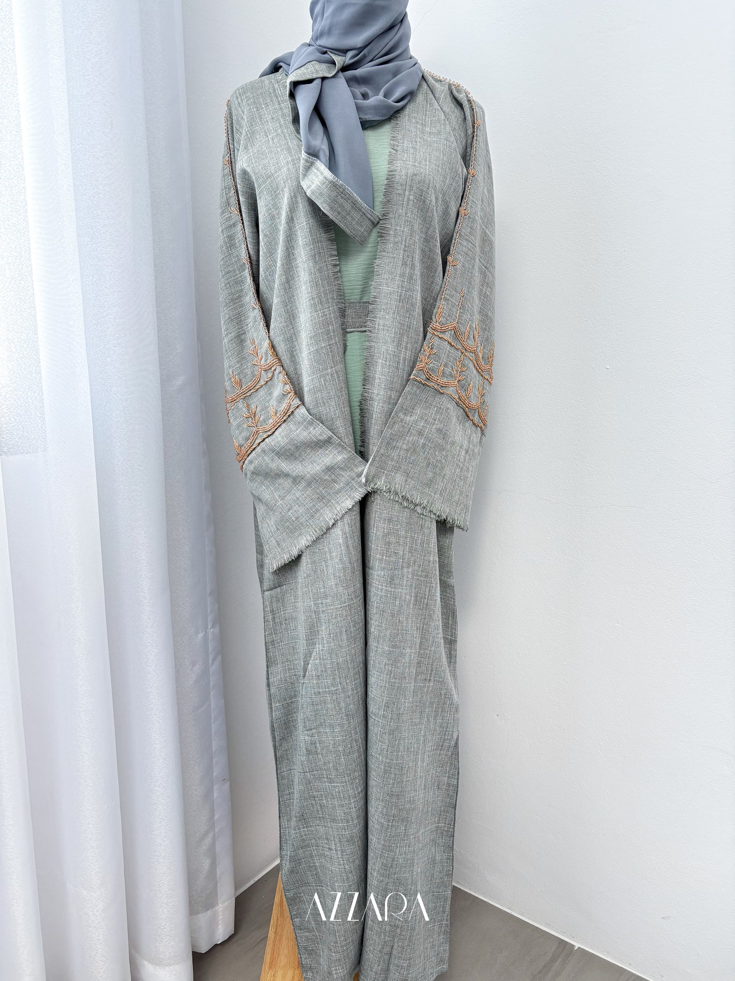 (D086) Sahara Abaya - Mint Green