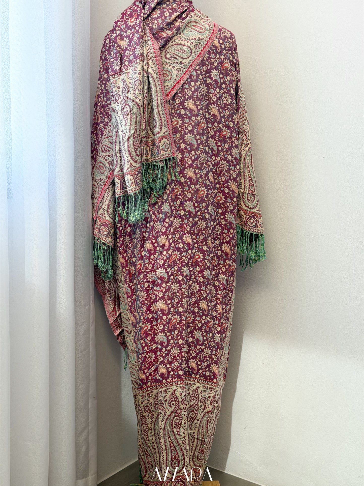 (P002) Pashmina Abaya - Purple Green