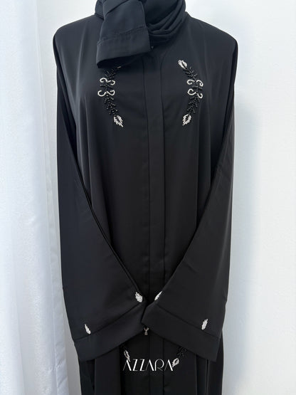 (D080) Sahara Abaya - Silver Handworks