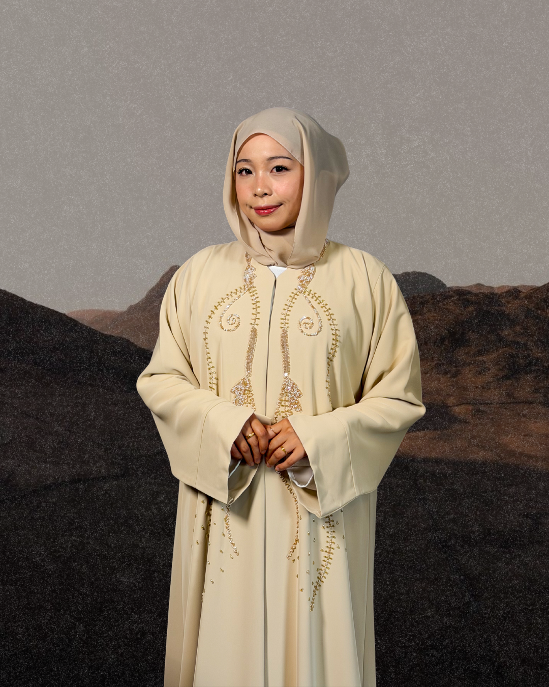 (P005) - Abaya Luxé Custom Made (Cream)