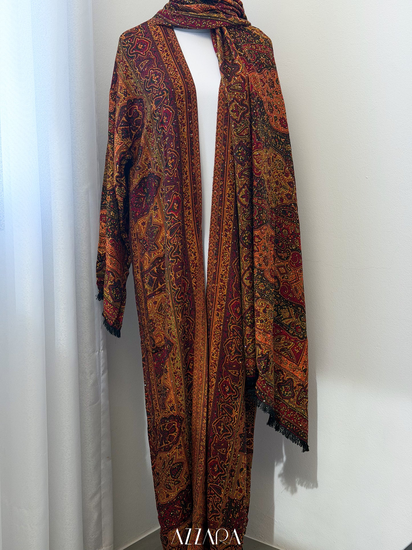 (P003) Pashmina Abaya - Dark Orange Maroon