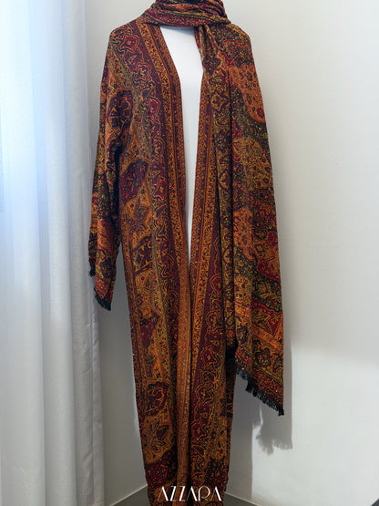 (P003) Pashmina Abaya - Dark Orange Maroon