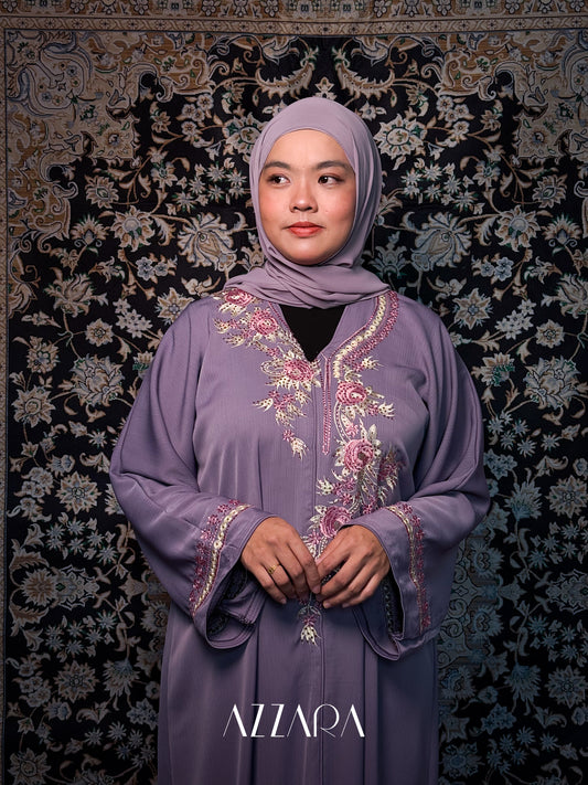 (N001) Luna Raudha - Dusty Purple Embroidery + Crystal Stone