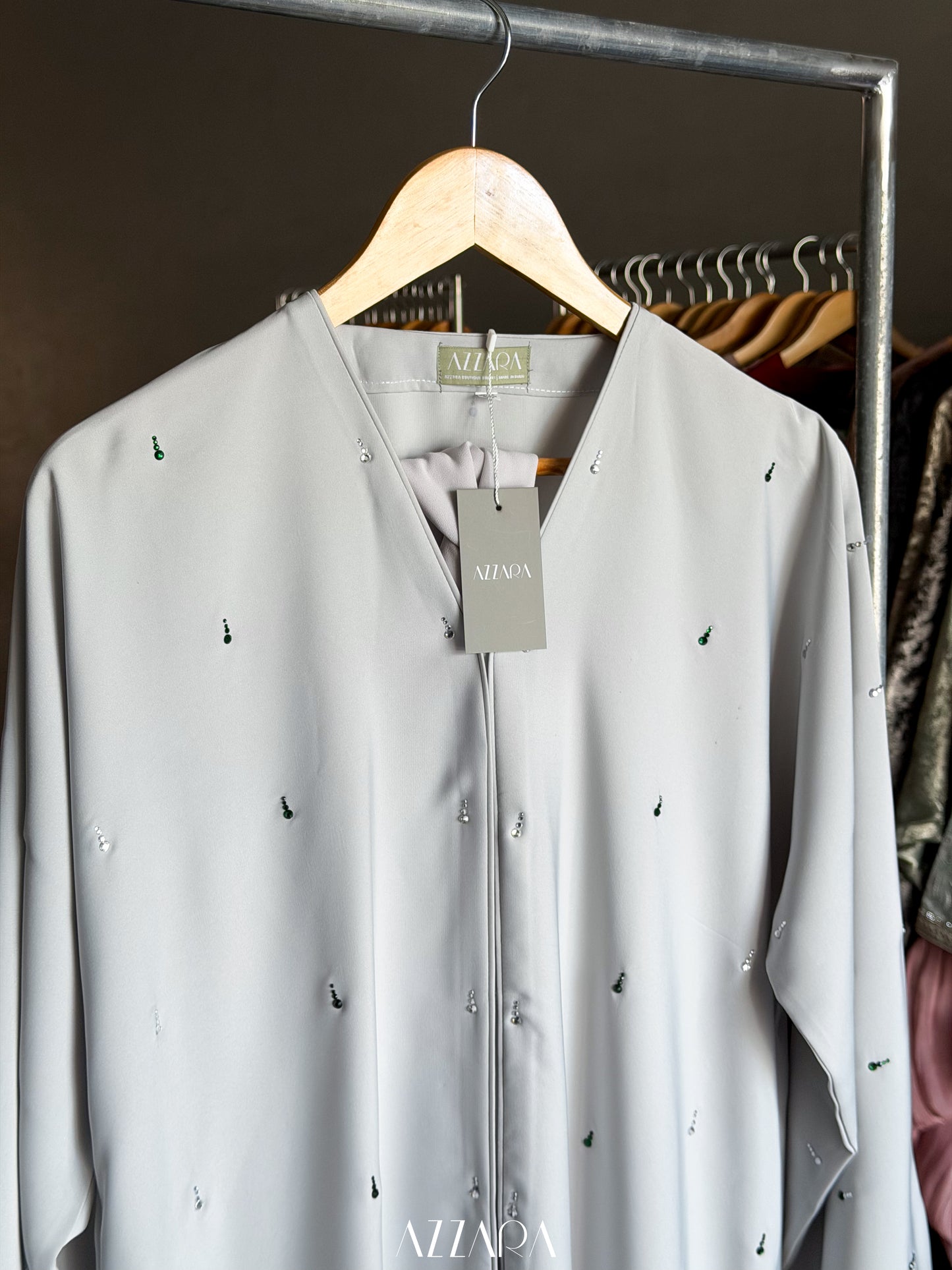 (N048) Mood: Abaya - Grey Swarovski Teardrops