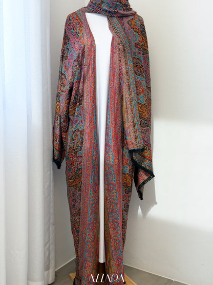 (P008) Pashmina Abaya - Royal Mauve Paisley