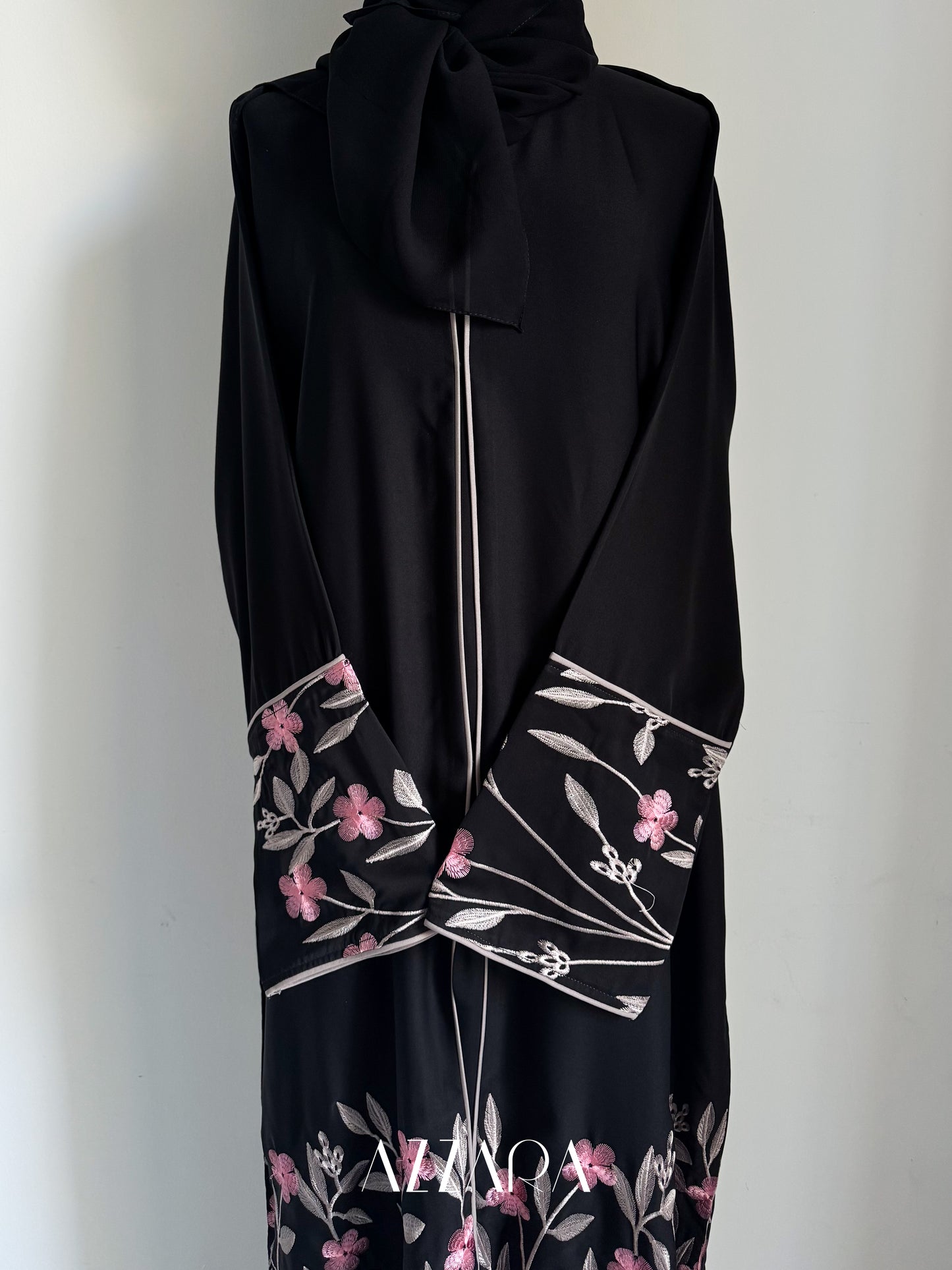 Ajman Abaya (A054) - Flower Embroidery