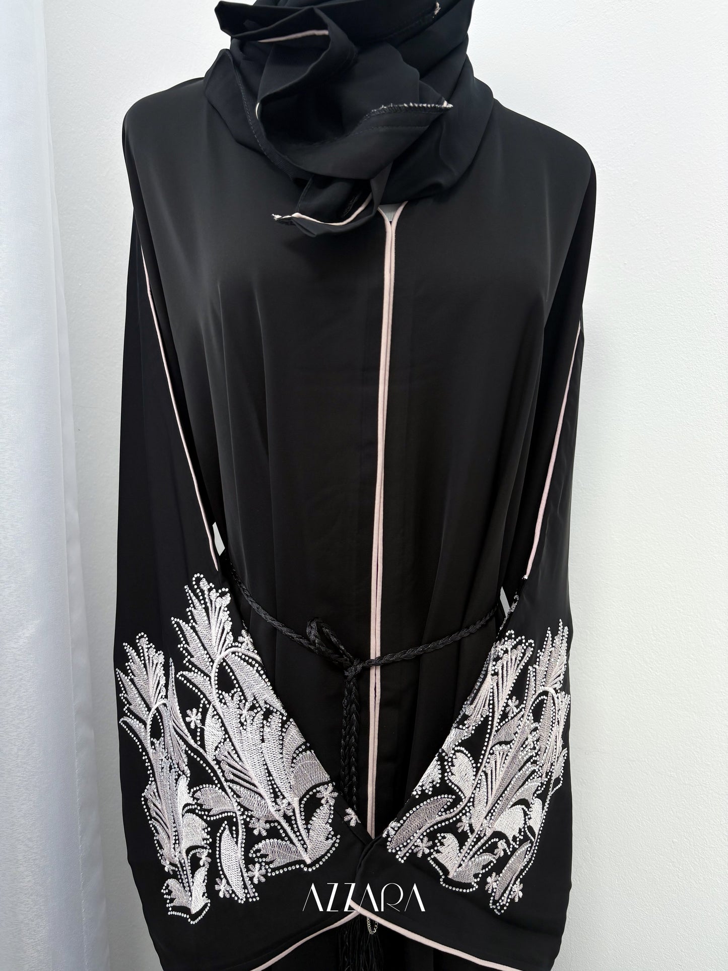 (D076) Sahara Abaya - Light Beige Embroid