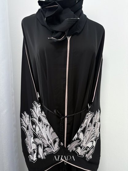 (D076) Sahara Abaya - Light Beige Embroid