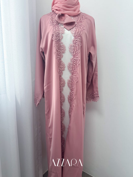 Sahara Abaya (D047) - Pink Roses Double Abaya
