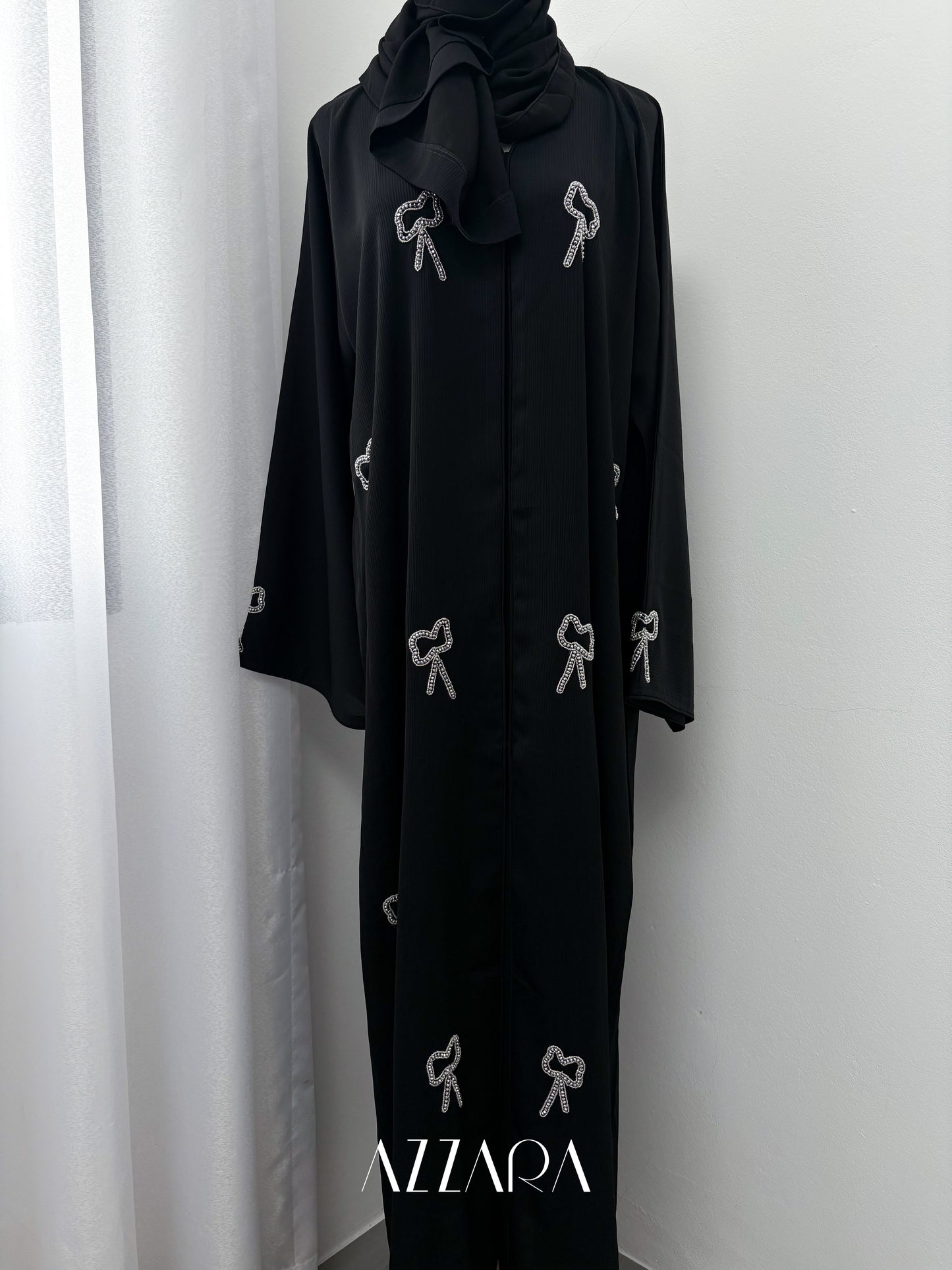 Sahara Abaya (D066) - Black Coquette Abaya