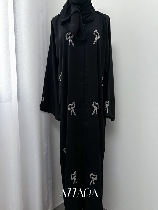 Sahara Abaya (D066) - Black Coquette Abaya