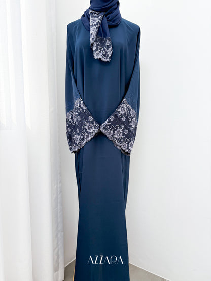 (D074) Sahara Abaya - Mondrian Blue