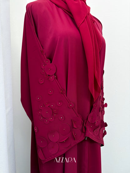 (D084) Sahara Abaya - Circle 3D in maroon