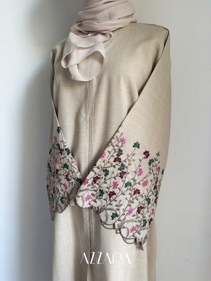 Ajman Abaya (A037) - Flower Sulam