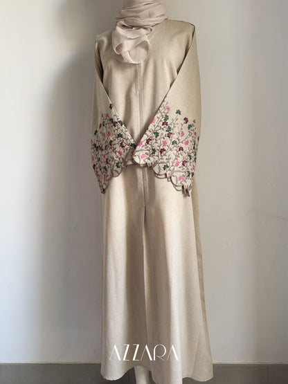Ajman Abaya (A037) - Flower Sulam