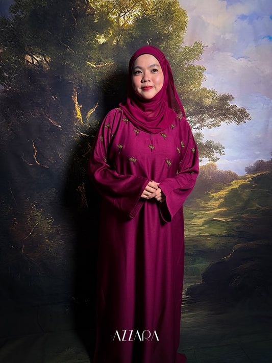 (N020) Zahraat - Petals design in Burgundy