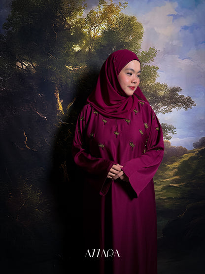 (N021) Zahraat - Petals design in Burgundy