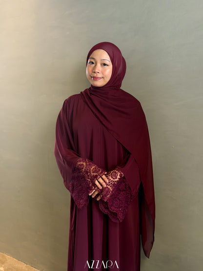 (L016) - Mardin Swarovski Lace in Burgundy