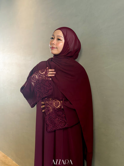 (L016) - Mardin Swarovski Lace in Burgundy