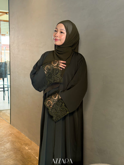 (L018) - Mardin Swarovski Lace in Dark Olive
