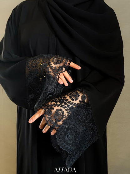 (L019) - Mardin Swarovski Lace in Black