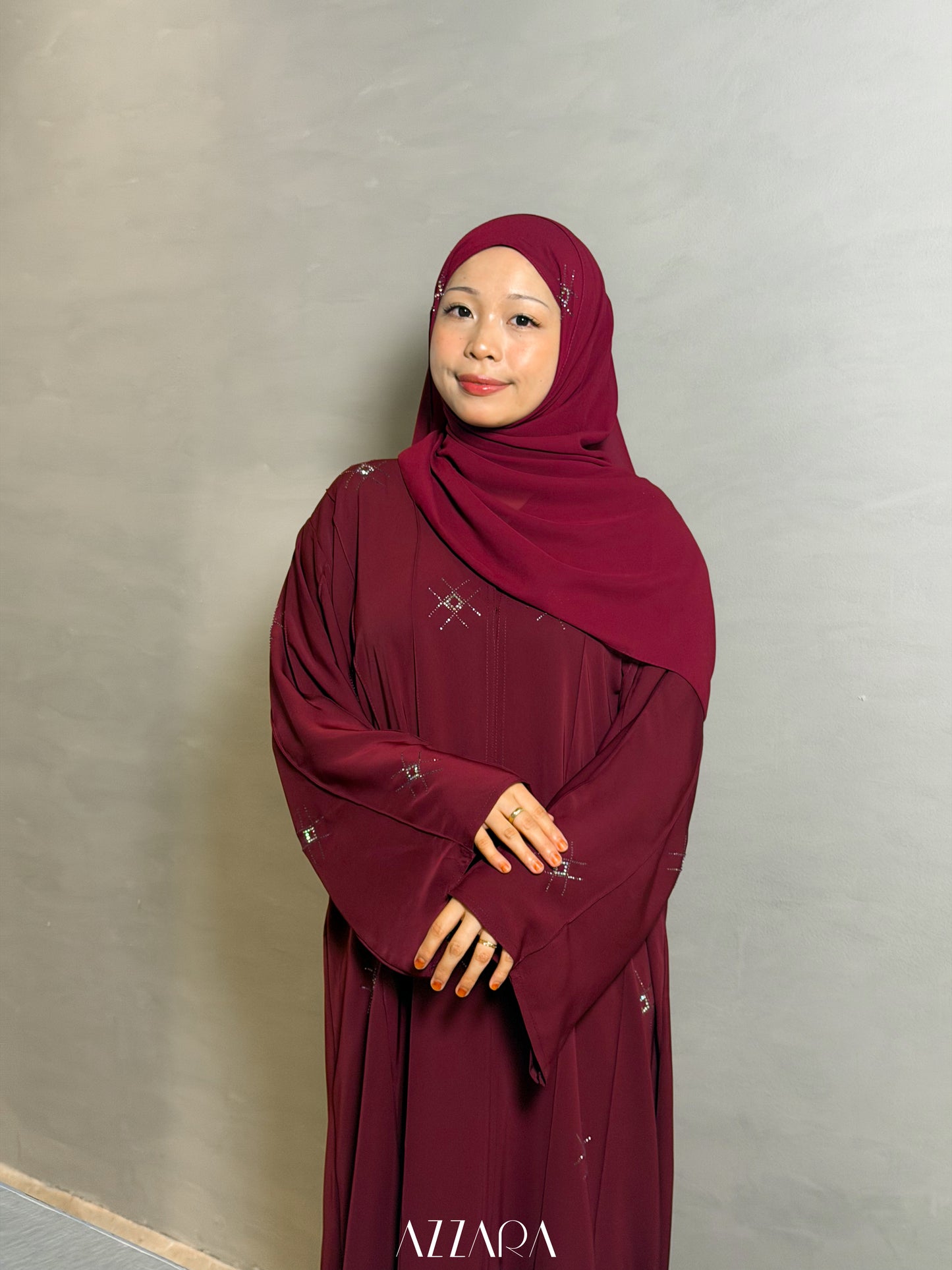 (L026) - Nara Diamond in Dark Burgundy (Swarovski)