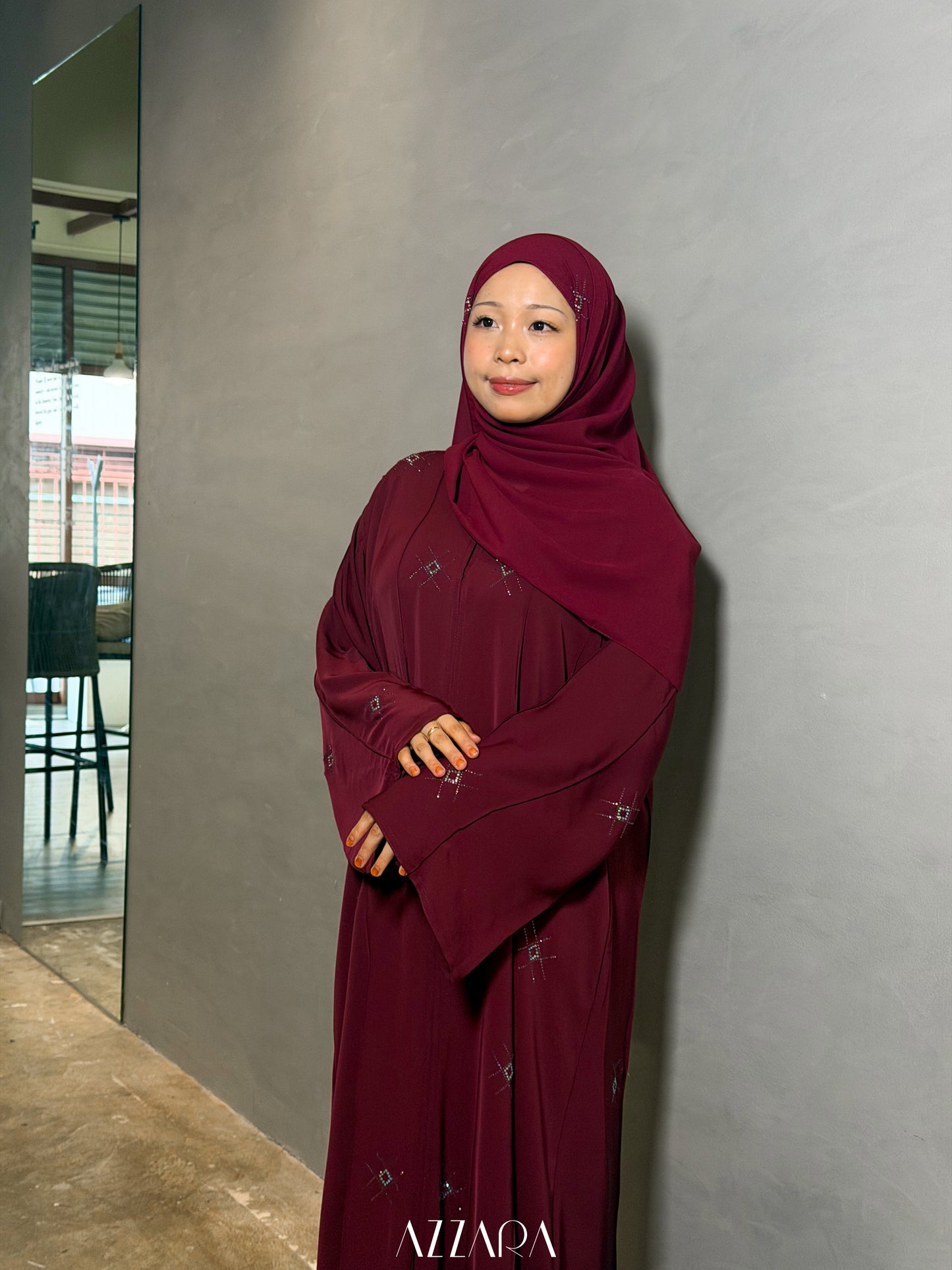 (L026) - Nara Diamond in Dark Burgundy (Swarovski)